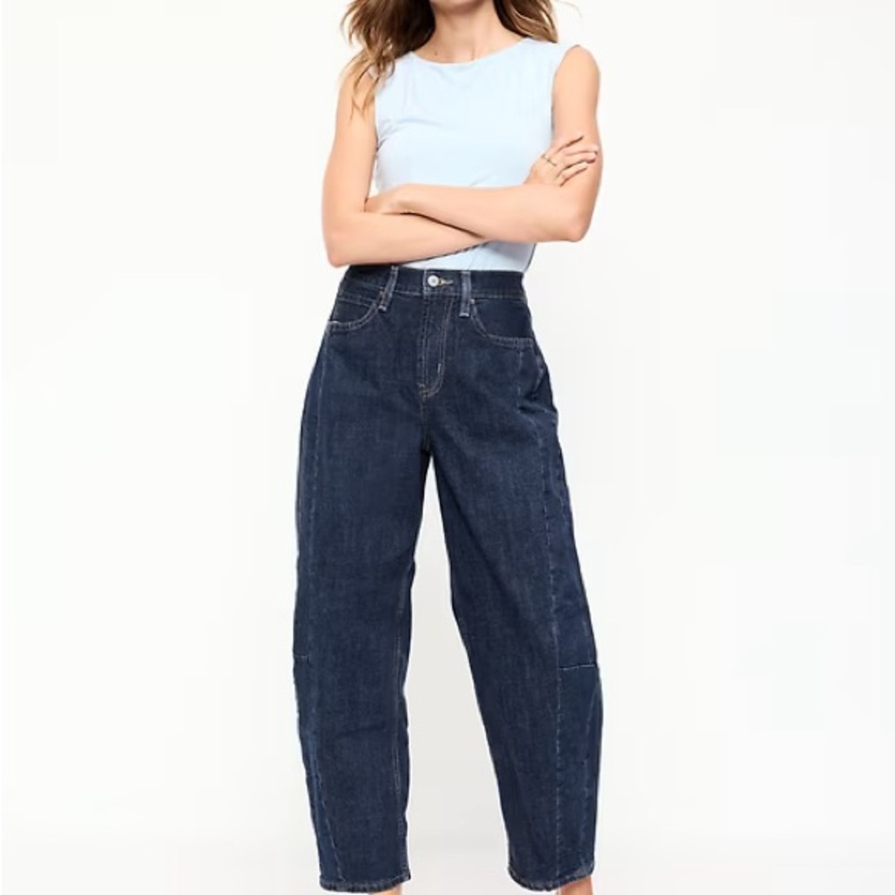 High-Waisted Barrel Ankle Jeans OLD NAVY